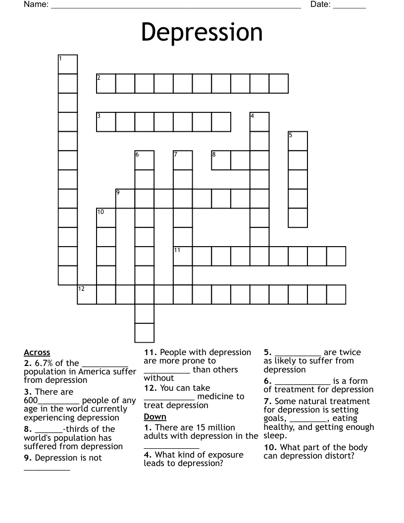 Depression Crossword WordMint