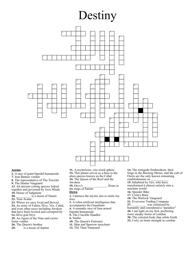 Destiny Crossword WordMint