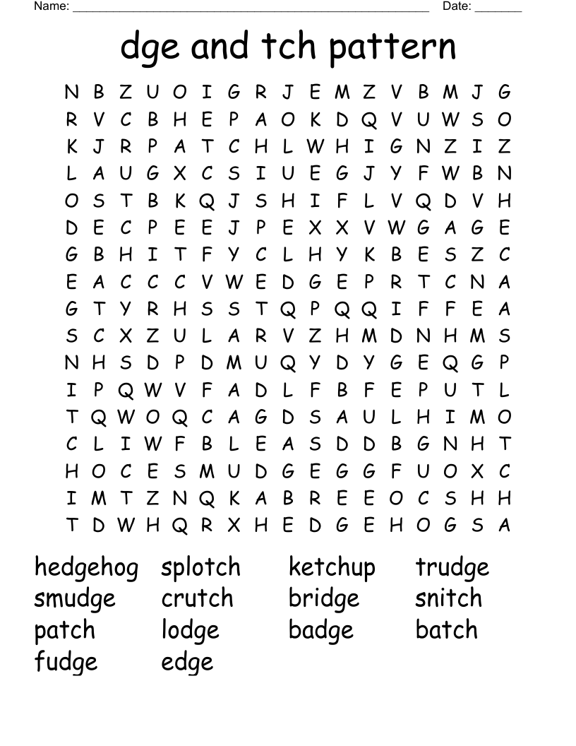 Dge And Tch Pattern Word Search WordMint Dge And Tch Pattern Word Search WordMint