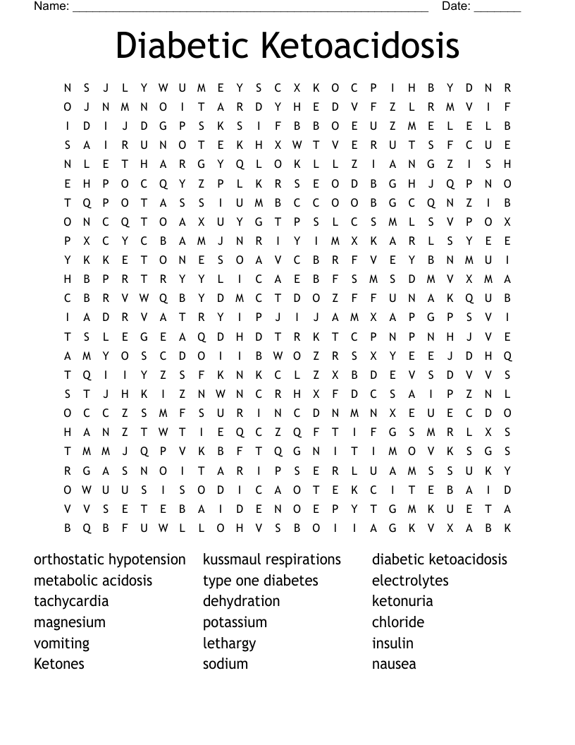Diabetic Ketoacidosis Word Search WordMint Diabetic Ketoacidosis Word Search WordMint