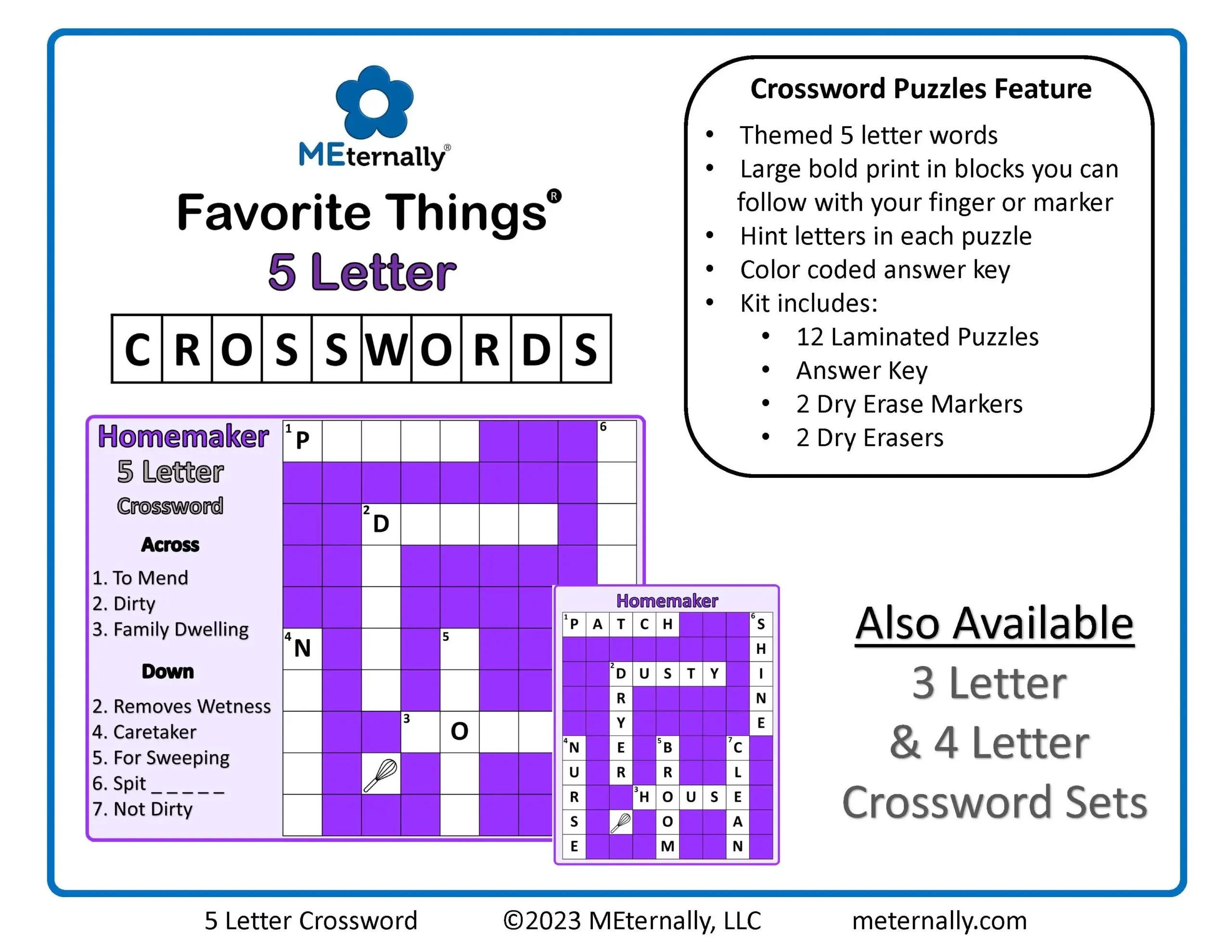 Digital Download 5 Letter Word Crosswords MEternally