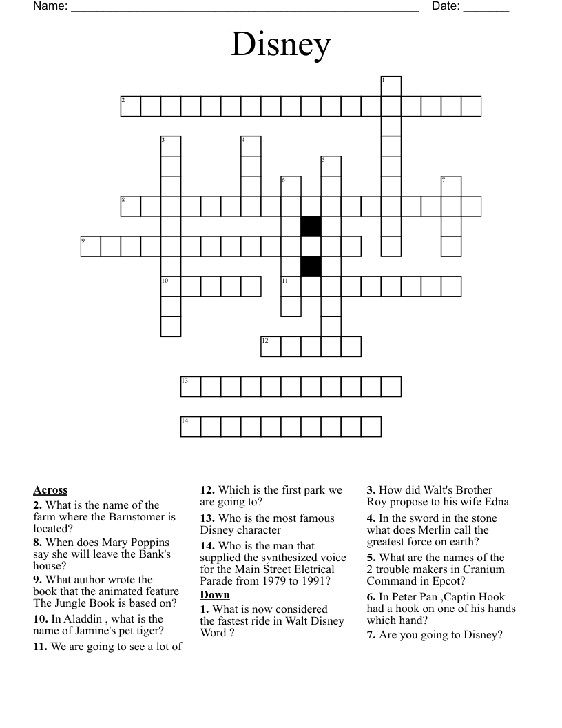 Disney Crossword WordMint