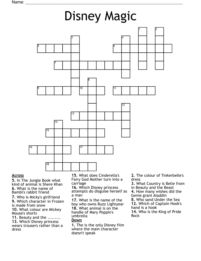 Disney Magic Crossword WordMint