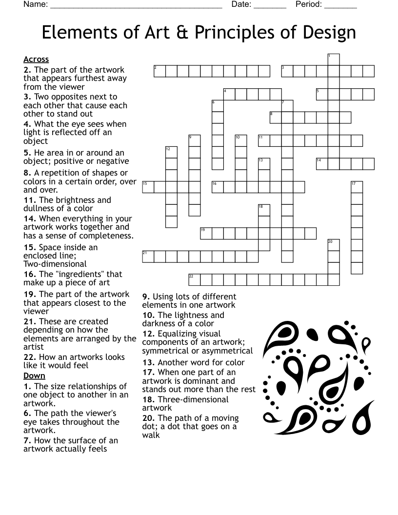 Drawing Unit Vocabulary Crossword WordMint Drawing Unit Vocabulary Crossword WordMint