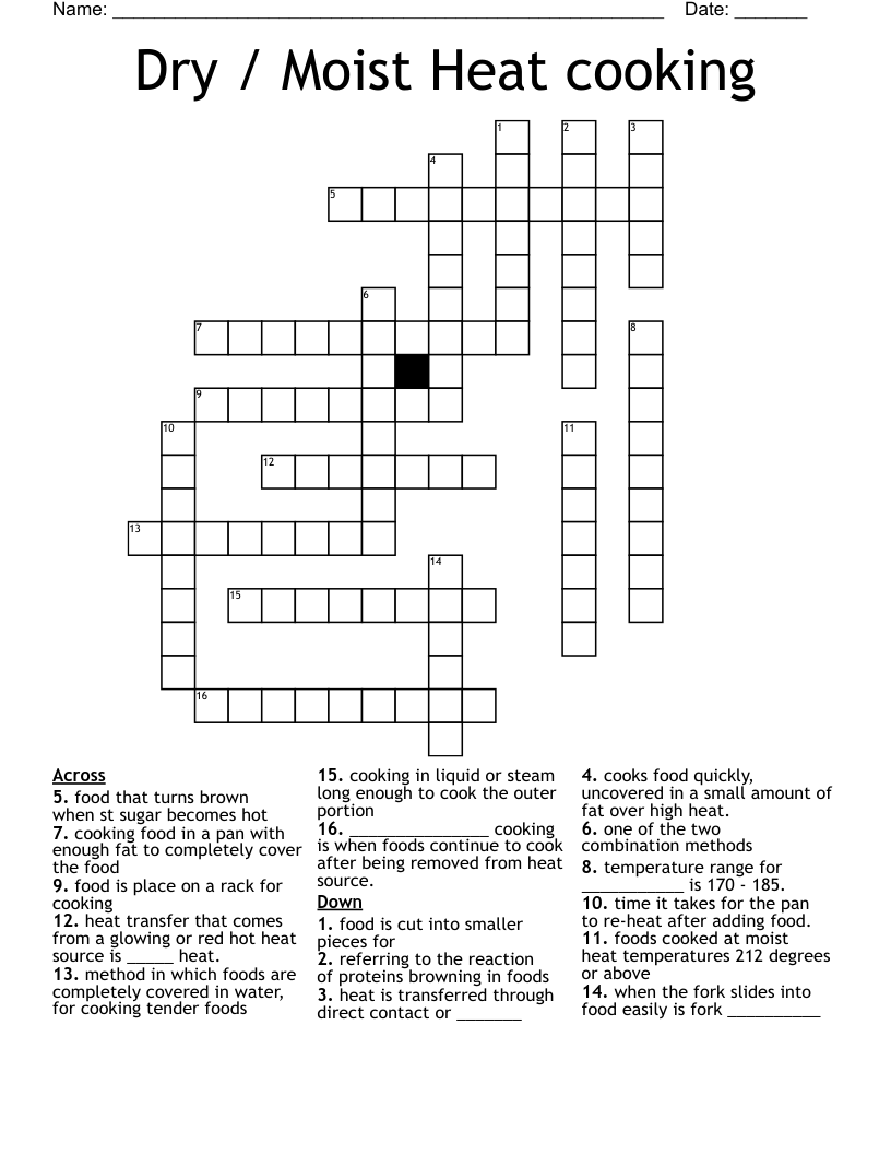 Dry Moist Heat Cooking Crossword WordMint Dry Moist Heat Cooking Crossword WordMint
