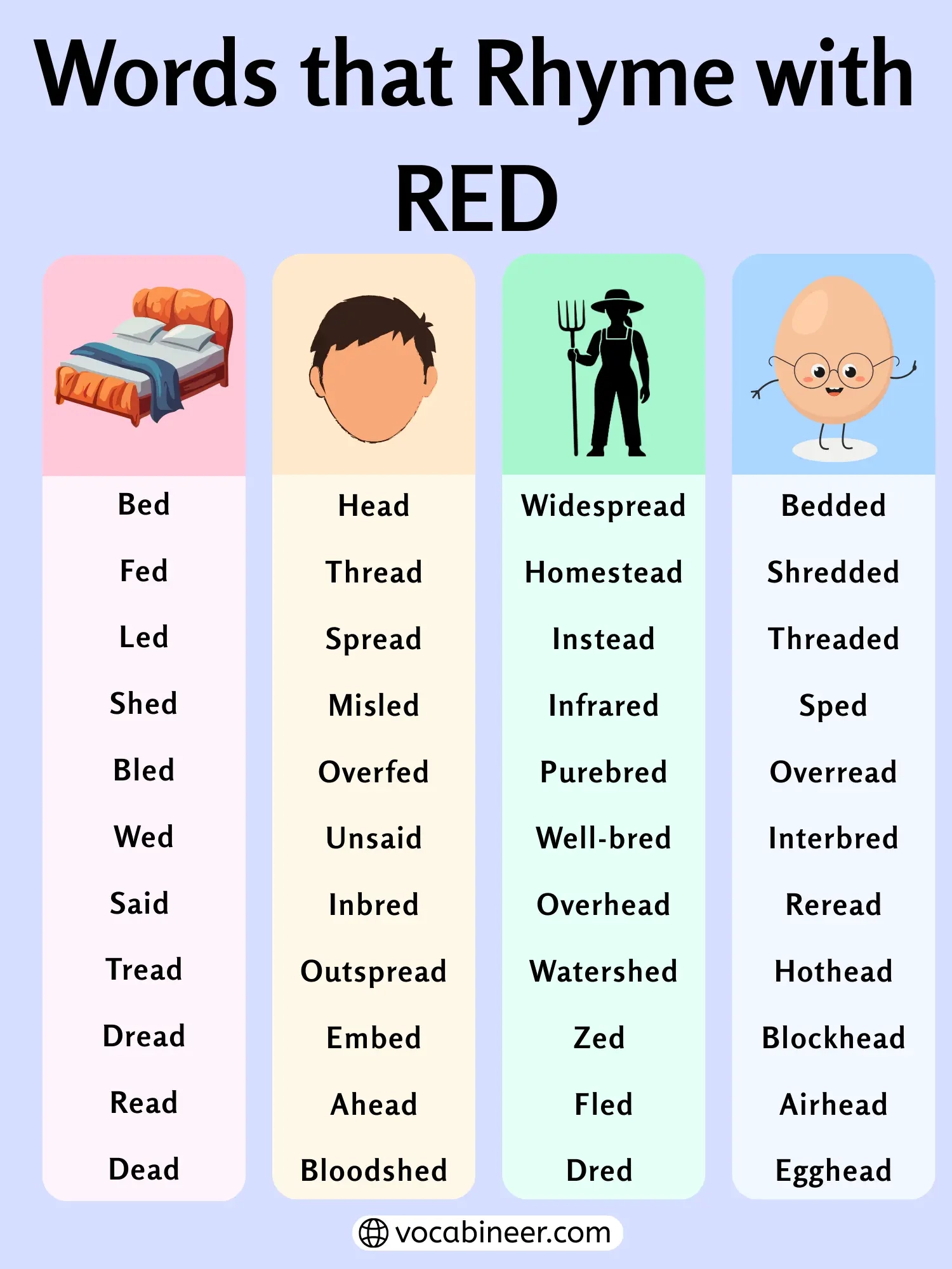 Dynamic Examples Words That Rhyme With Red
