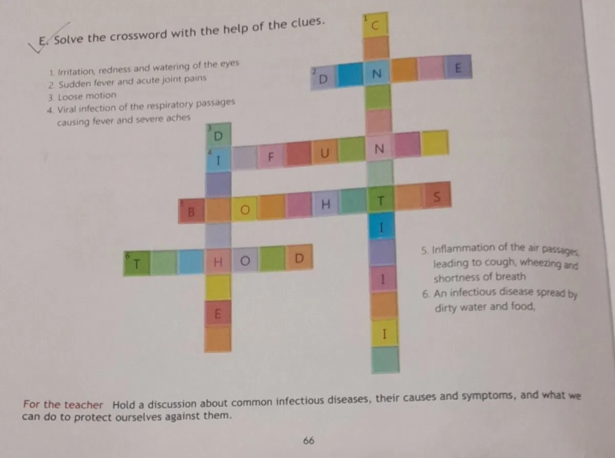 E Solve The Crossword With The Help Of The Clues Irritation Redness An 