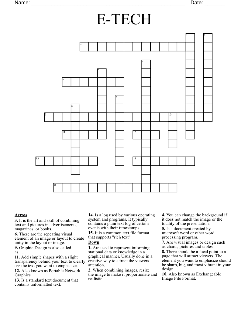 E TECH Crossword WordMint