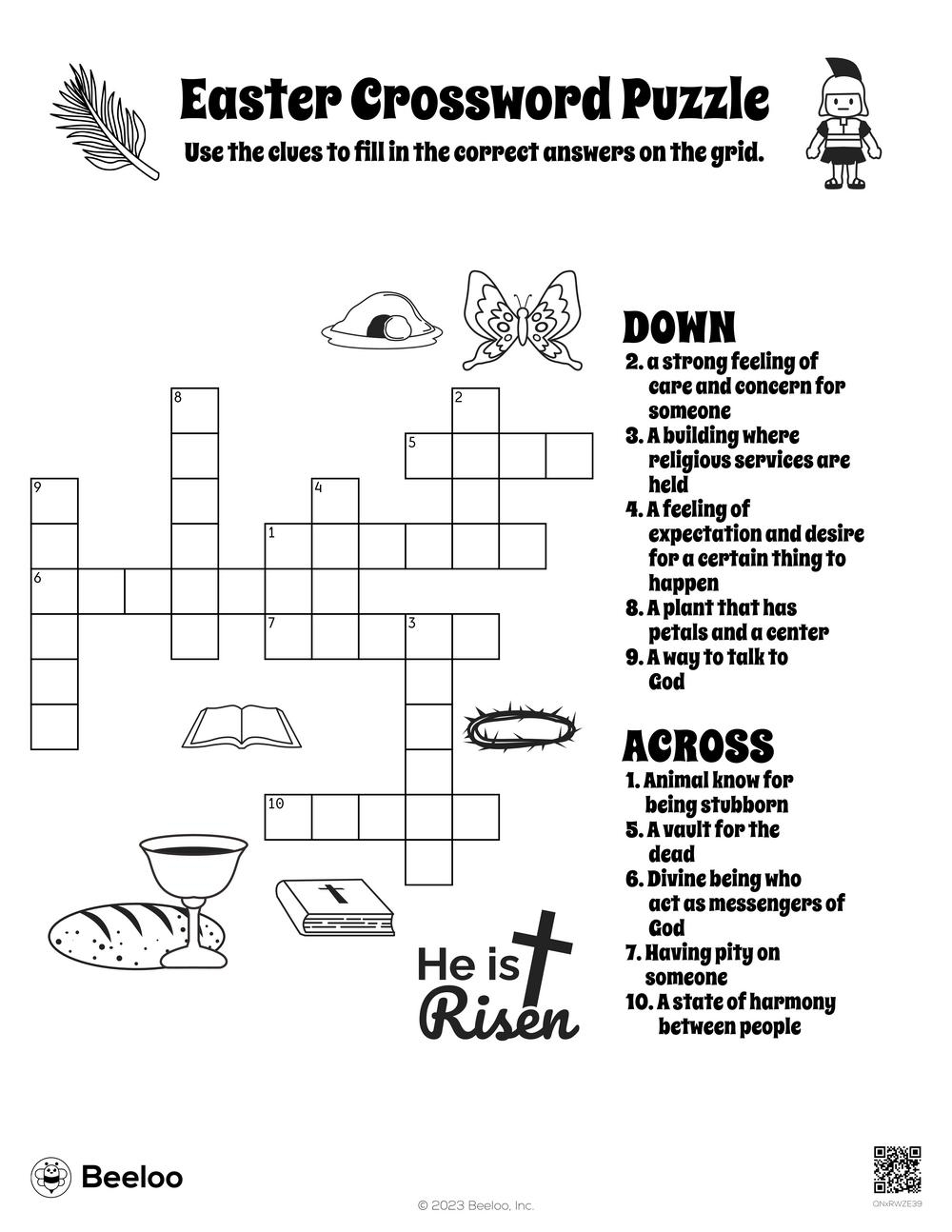Easter Crossword Puzzle Beeloo Printable Crafts And Activities For Kids