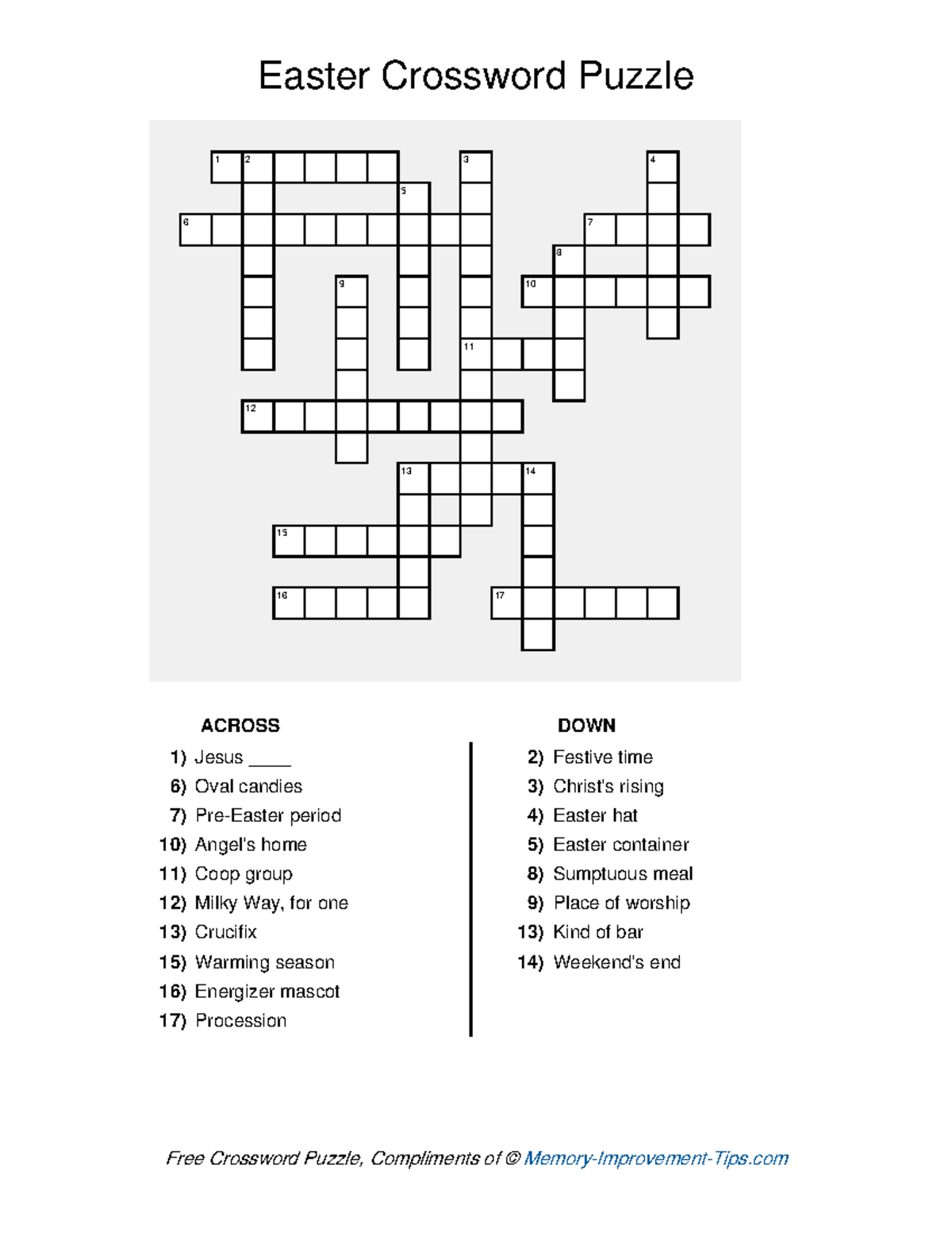 Easter Crossword Puzzle Clues And Answers For Fun Studocu