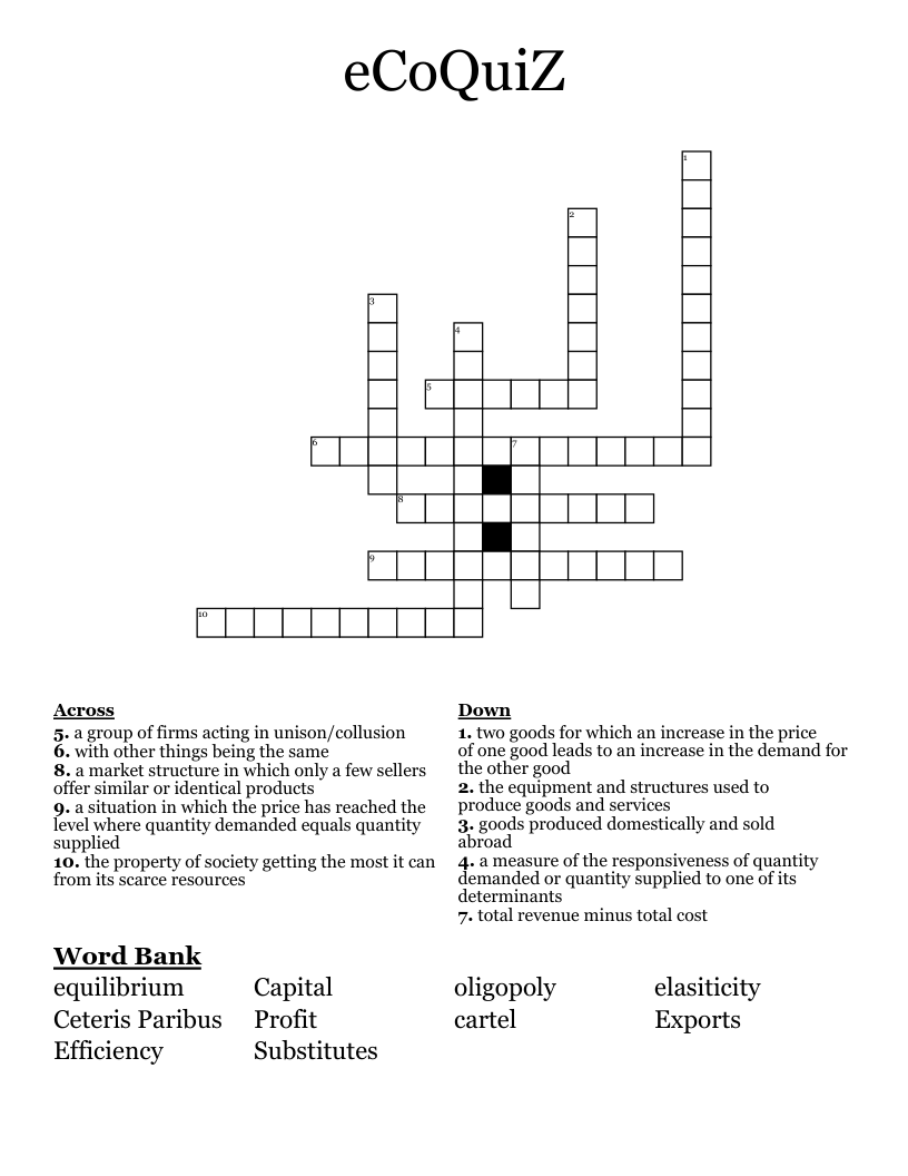 ECoQuiZ Crossword WordMint