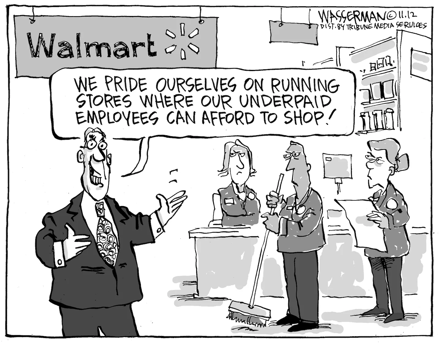 Editorial Cartoon Walmart s Woeful Wages The Boston Globe Editorial Cartoon Walmart s Woeful Wages The Boston Globe