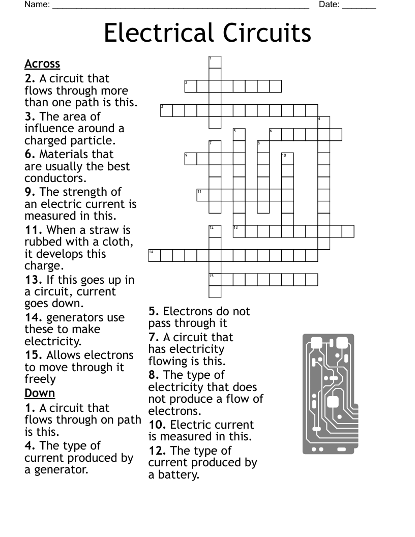 Electrical Circuits Crossword WordMint Electrical Circuits Crossword WordMint