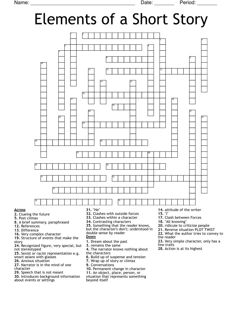 Elements Of A Short Story Crossword WordMint