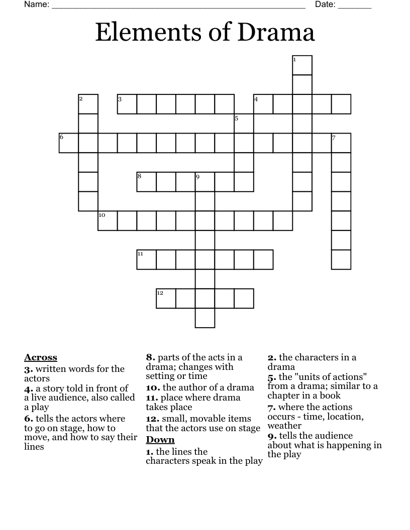 Elements Of Drama Crossword WordMint Elements Of Drama Crossword WordMint
