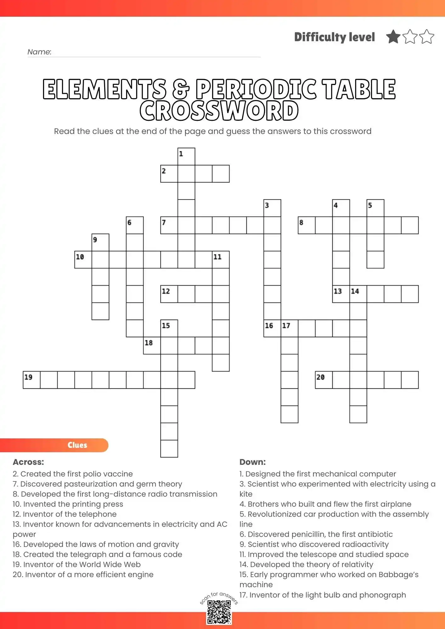 Elements Periodic Table Crossword Puzzle Printable Science Fun Help My Kids Are Bored