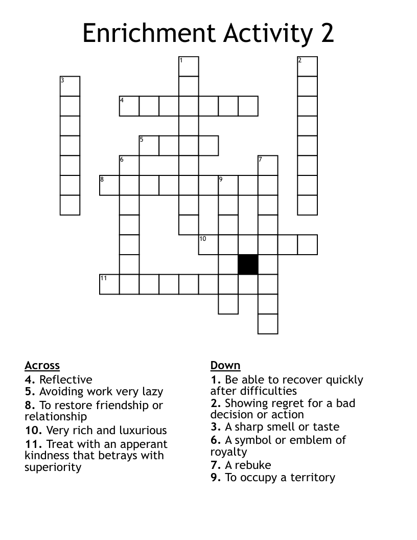 Enrichment Activity 2 Crossword WordMint Enrichment Activity 2 Crossword WordMint