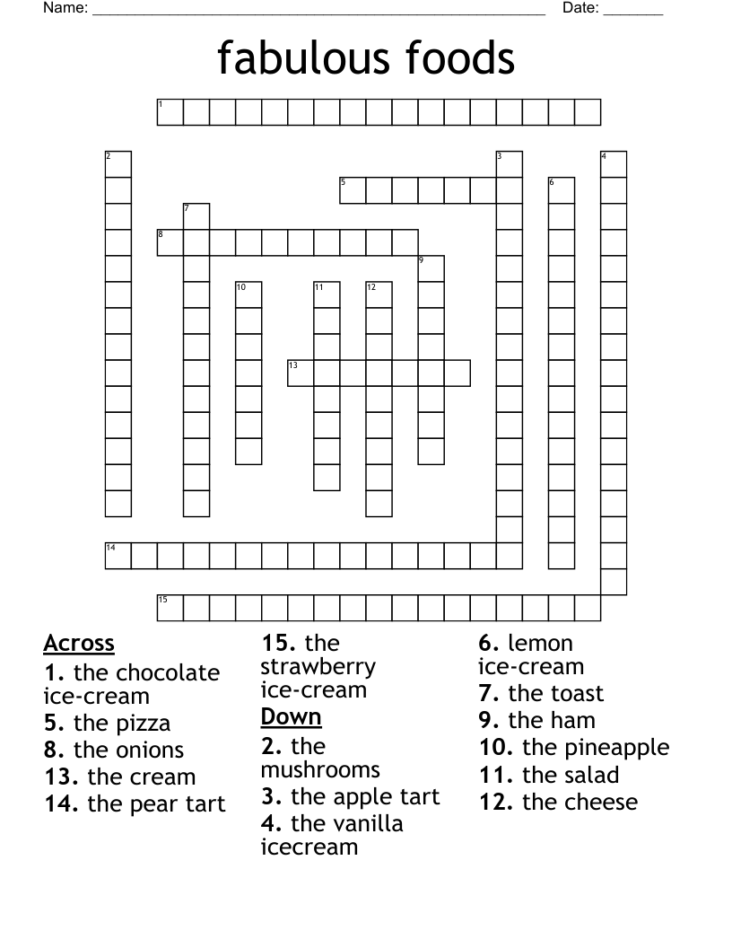 Fabulous Foods Crossword WordMint