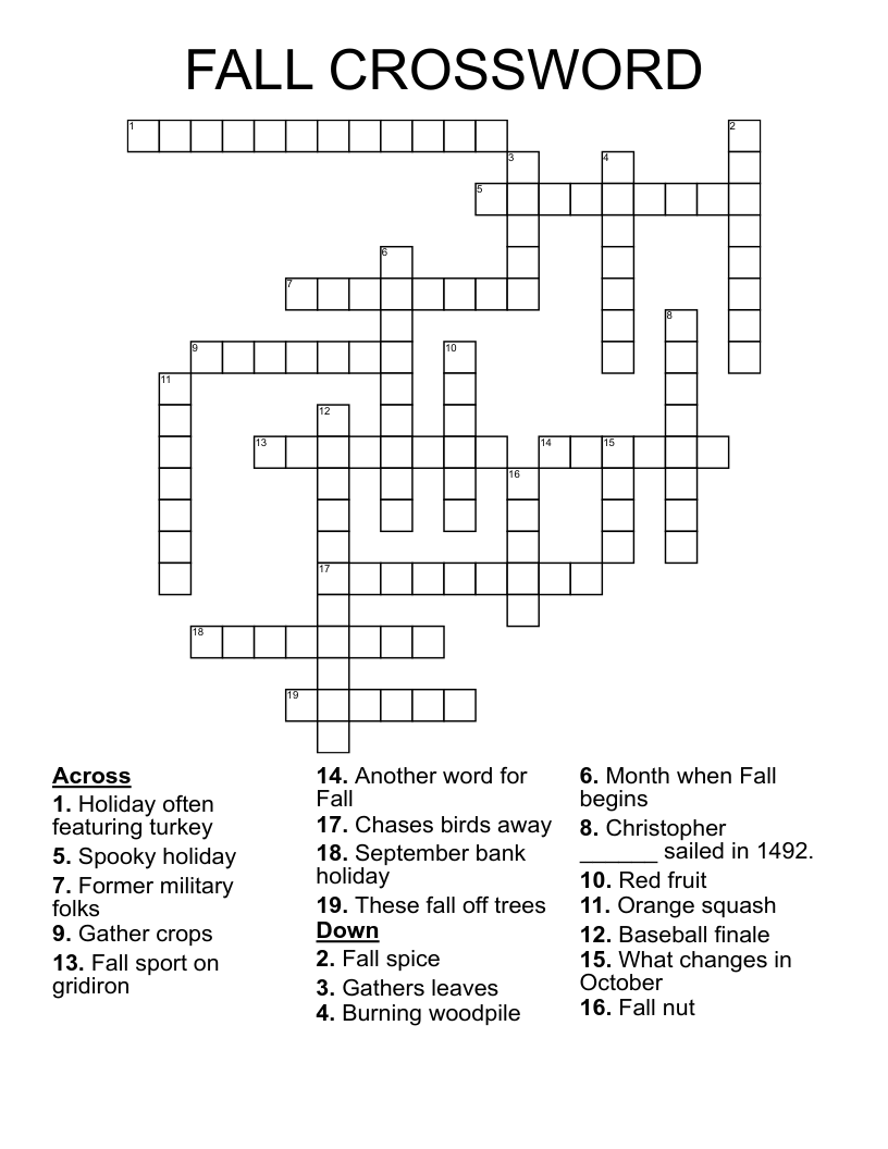 fall crossword puzzle