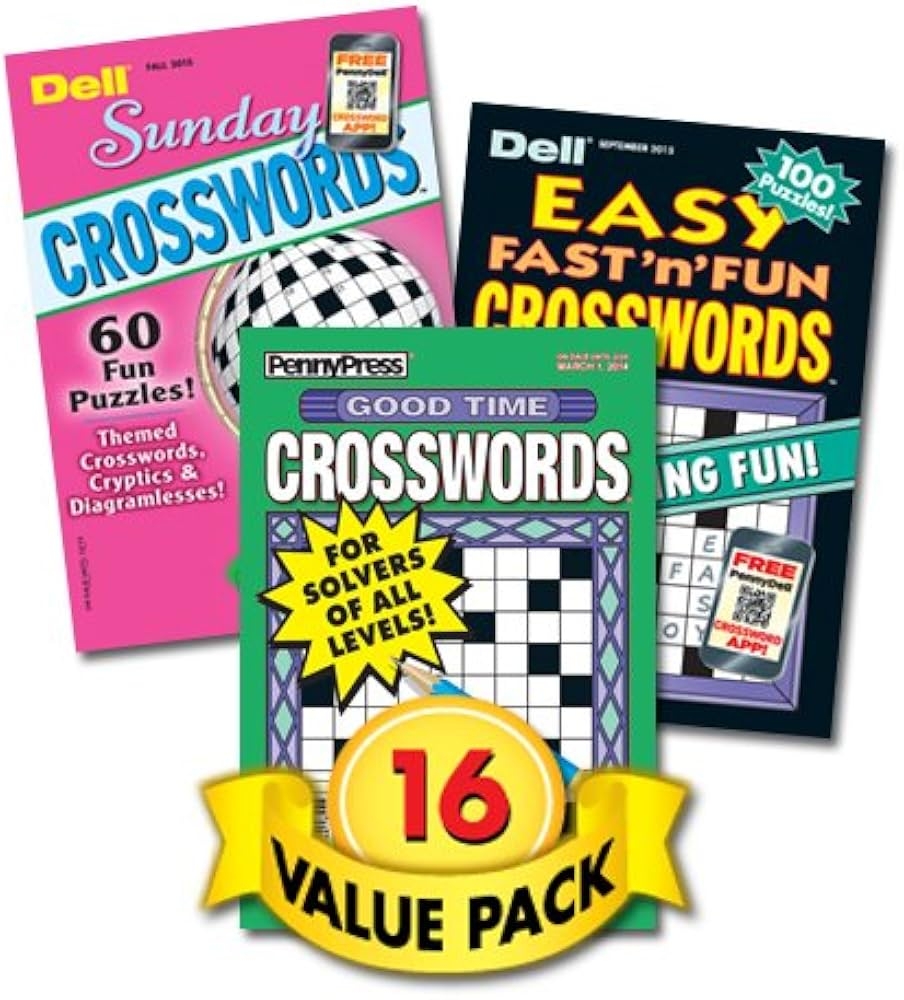 Family Fun Crosswords For Teens Adults Seniors 16 Pack Paperback Penny Press Dell Magazines Dell Puzzle Books Amazon Books