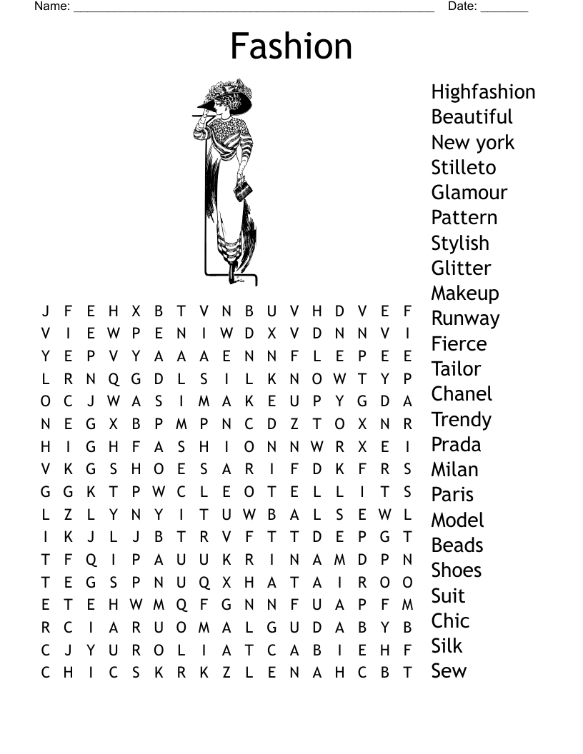 Fashion Crossword WordMint