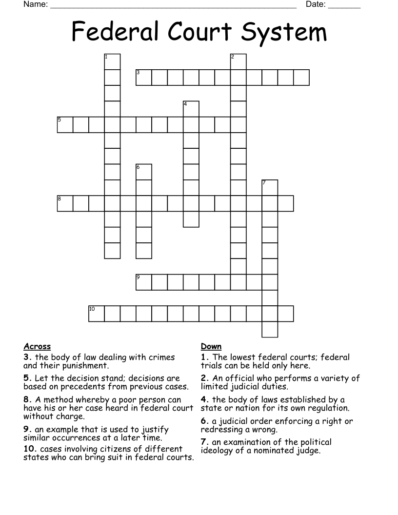 Federal Court System Crossword WordMint