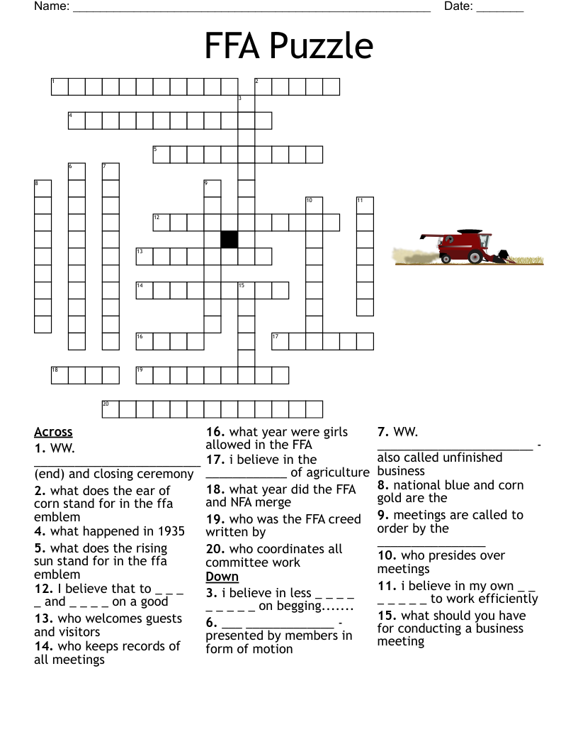 FFA Teach Ag Day Crossword WordMint FFA Teach Ag Day Crossword WordMint