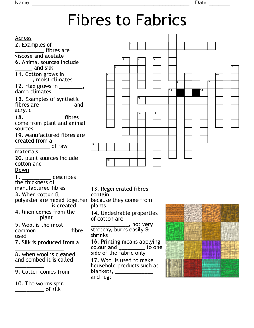 Fibres And Fabrics Crossword WordMint Fibres And Fabrics Crossword WordMint