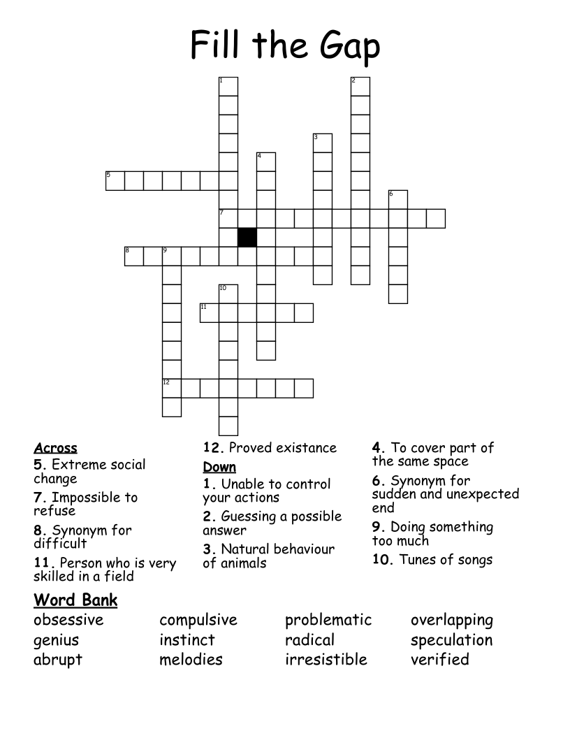 Fill The Gap Crossword WordMint
