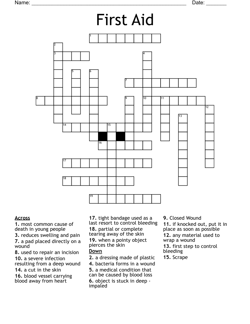 First Aid Crossword WordMint
