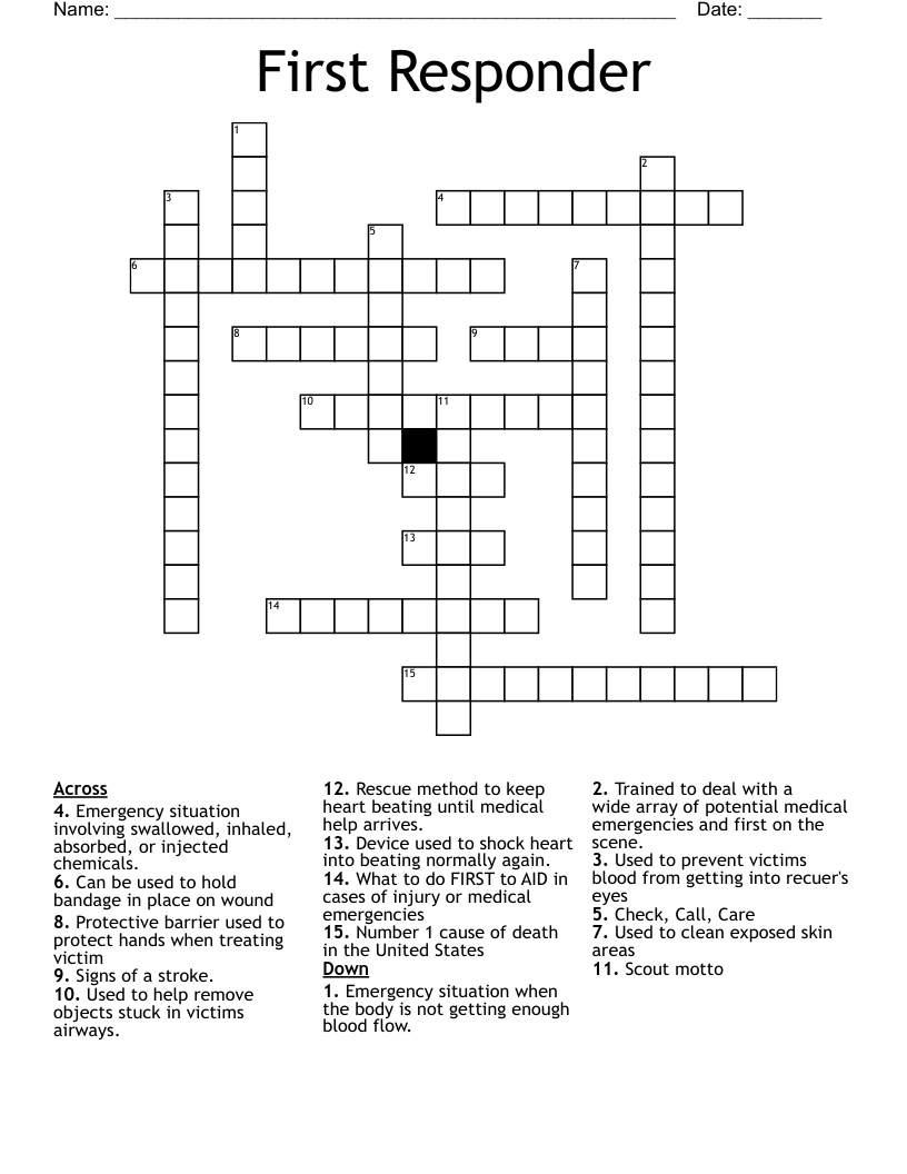 First Responder Crossword WordMint