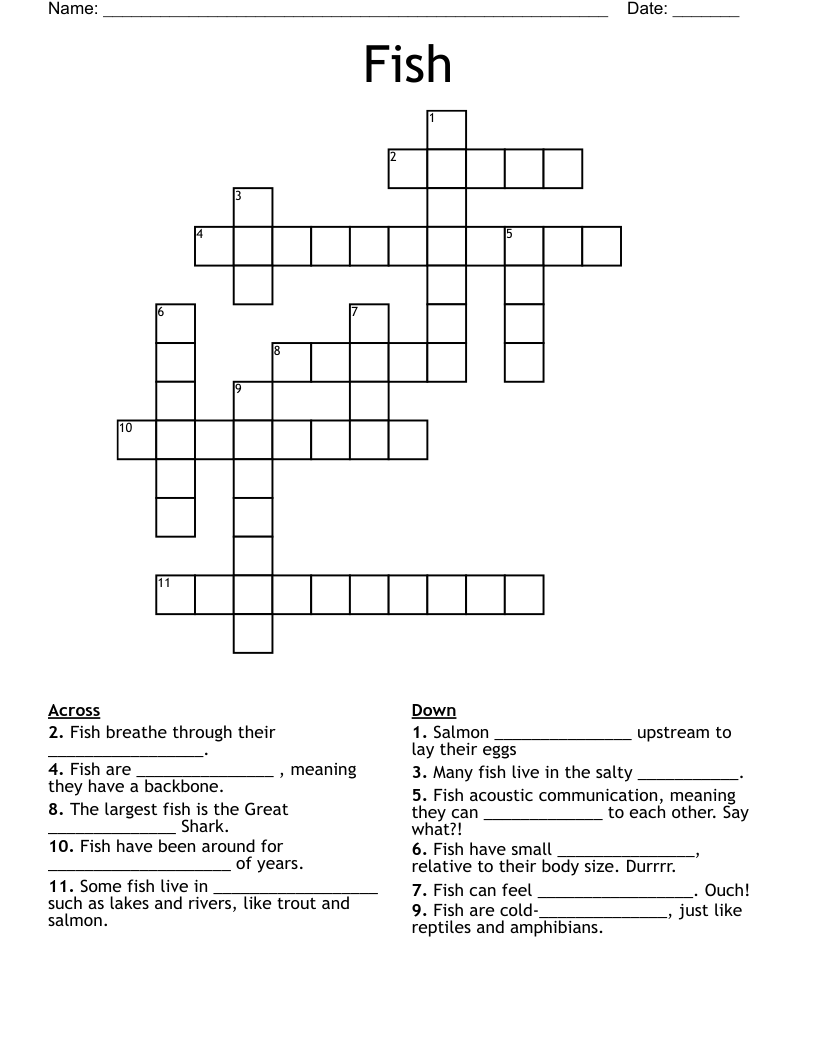 Fish Crossword WordMint