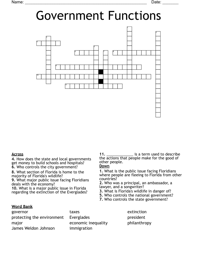 Florida Crossword WordMint