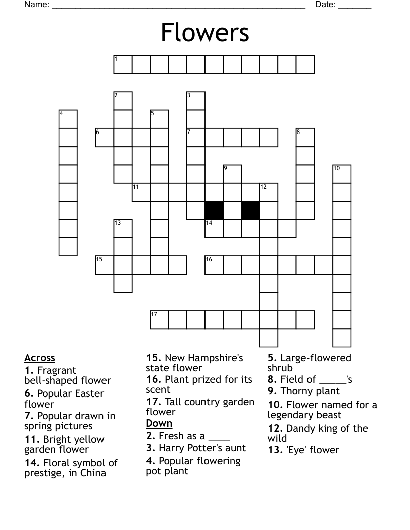 Flowers Crossword WordMint