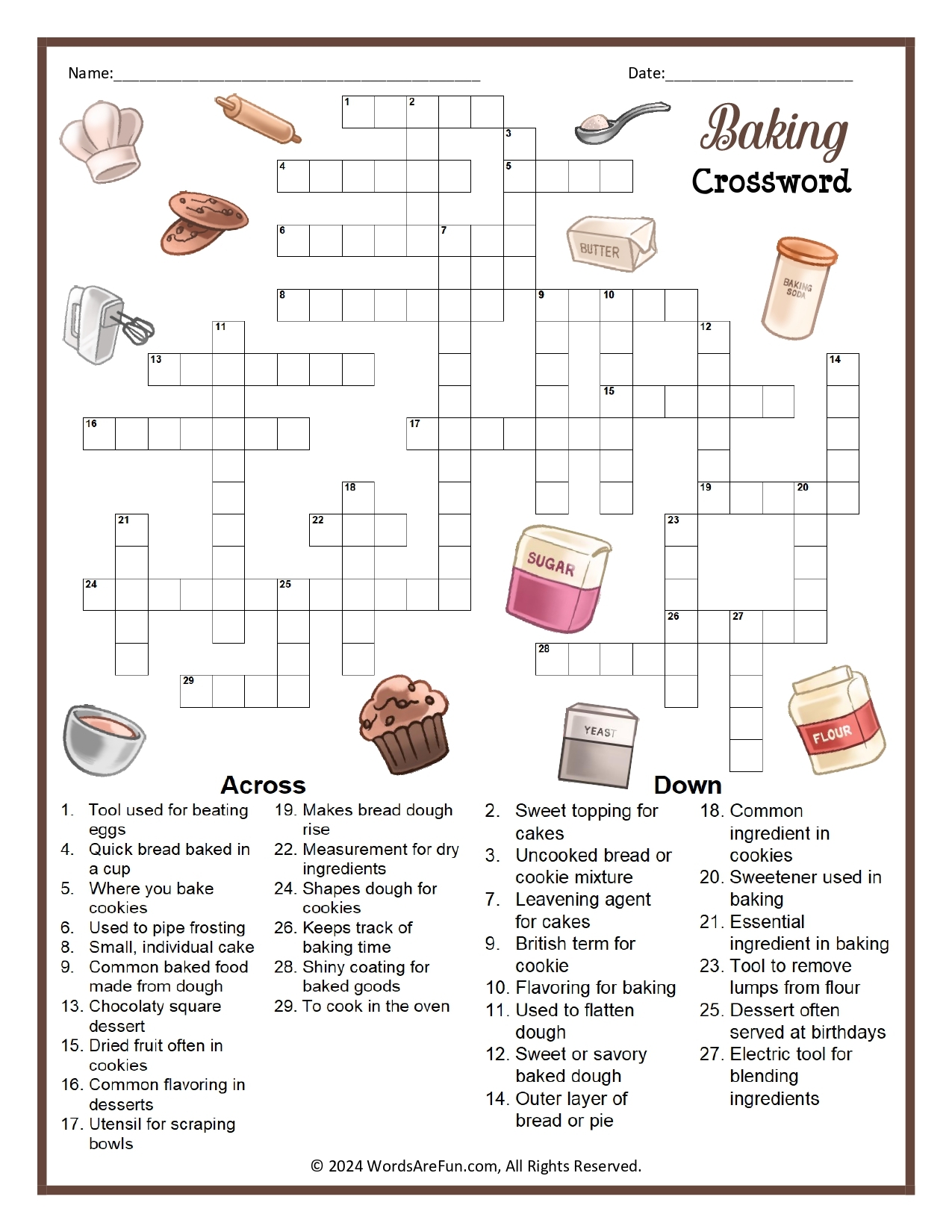 Food Crossword Puzzles Food Crossword Puzzles