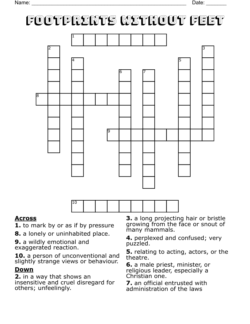 FOOTPRINTS WITHOUT FEET Crossword WordMint FOOTPRINTS WITHOUT FEET Crossword WordMint