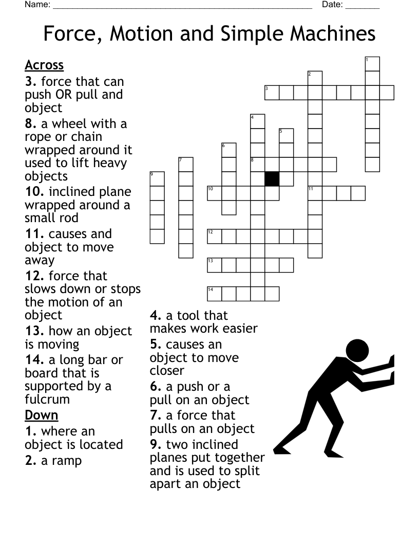 Force Motion And Simple Machines Crossword WordMint