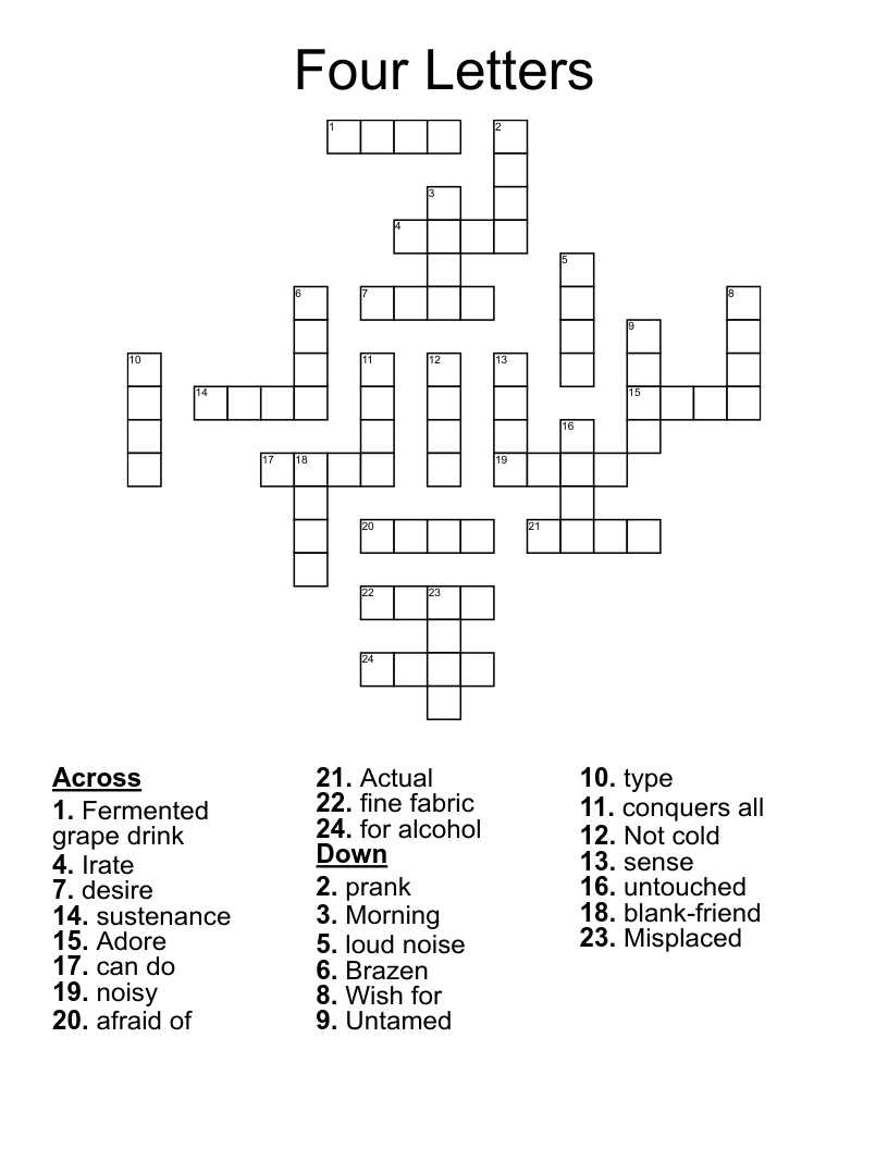 Four Letters Crossword WordMint Four Letters Crossword WordMint