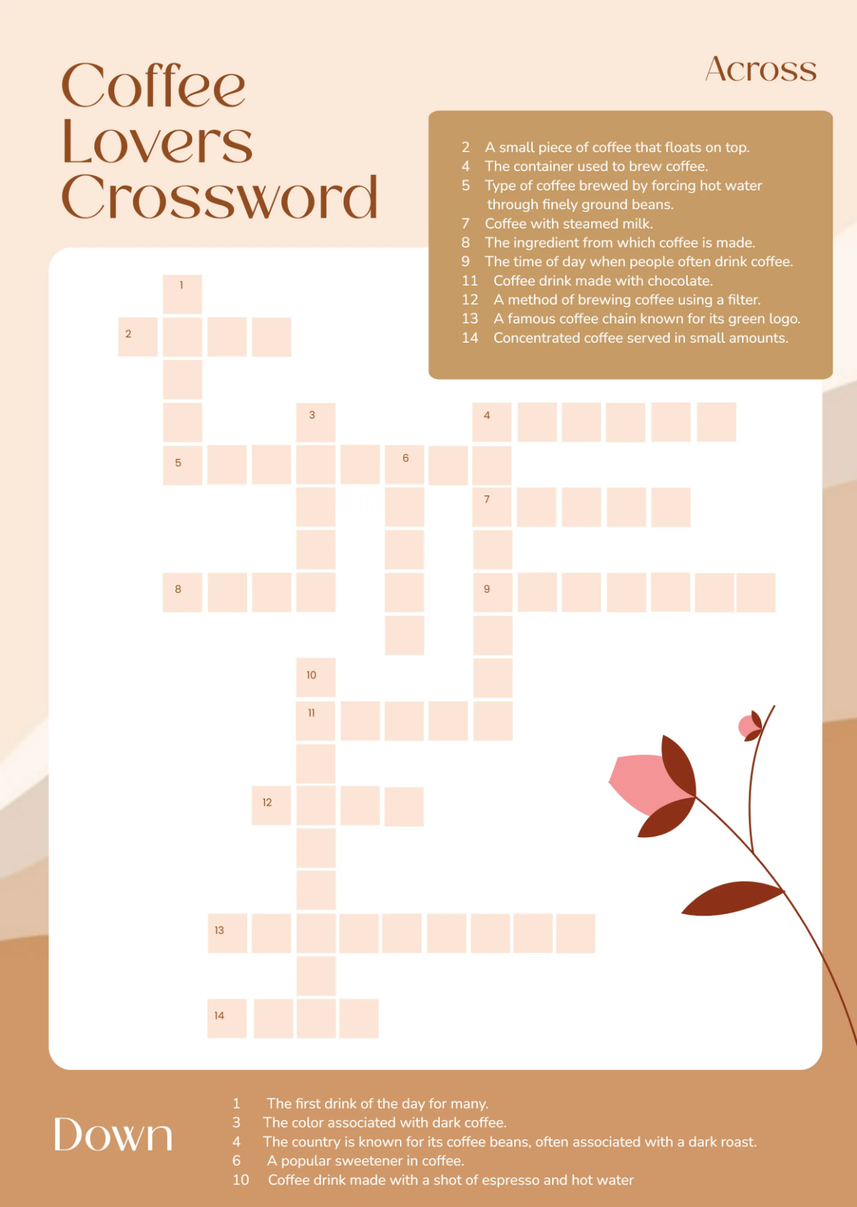 Free 15 Word Crossword Template To Edit Online