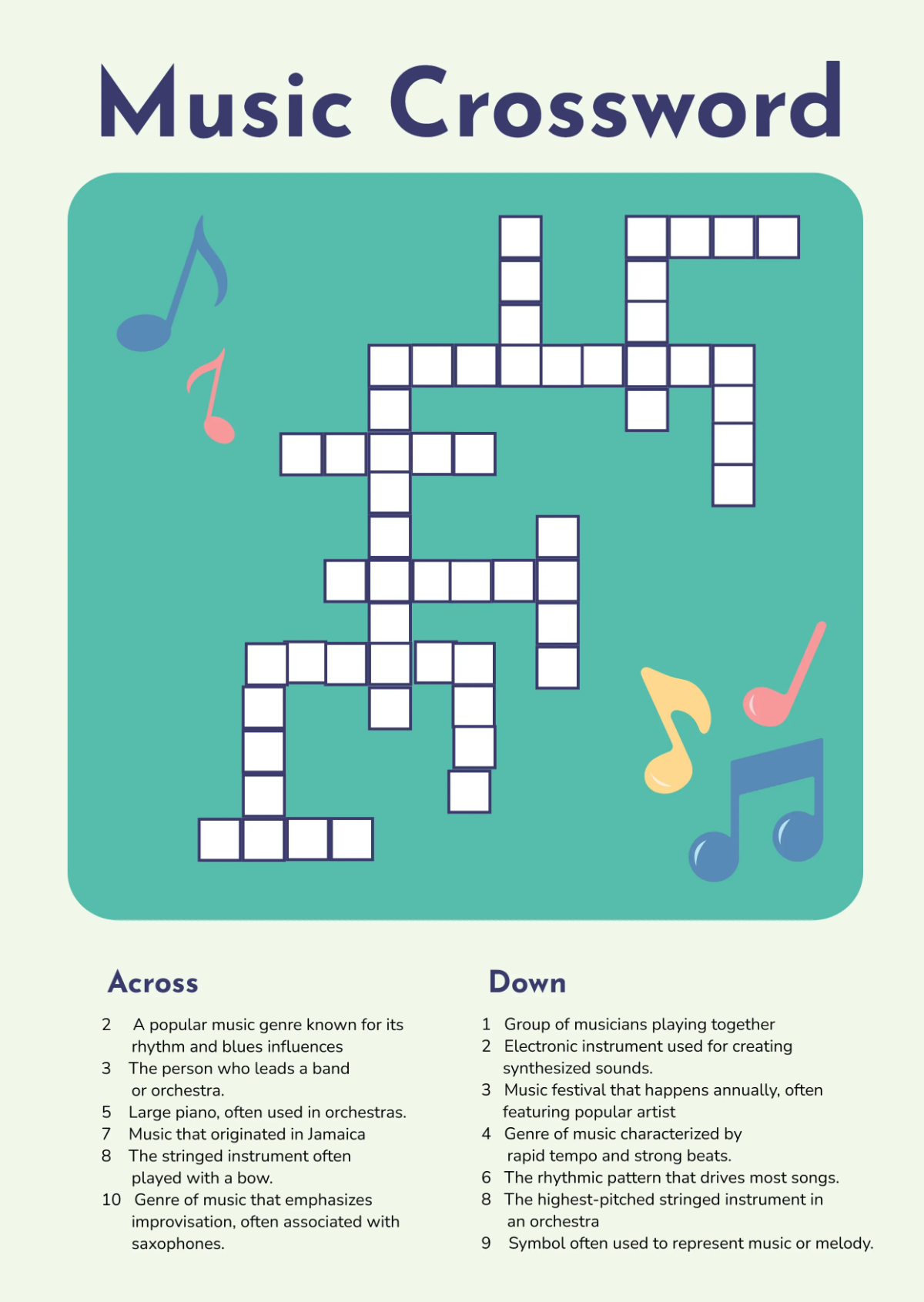 Free Simple Music Crossword Template To Edit Online Free Simple Music Crossword Template To Edit Online