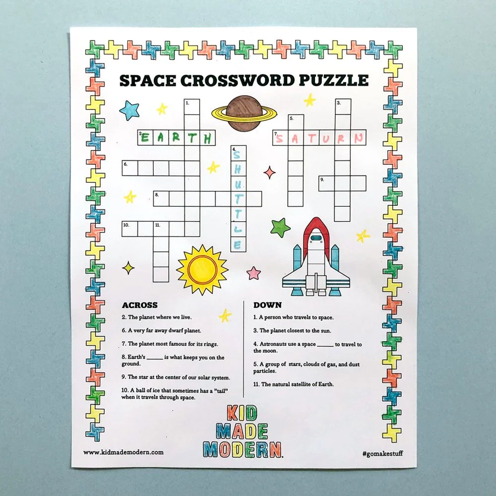 Free Space Crossword Puzzle Printable Kid Made Modern