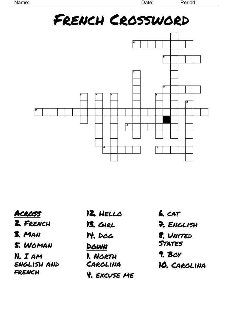French Crossword WordMint