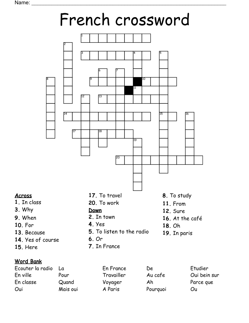French Crossword WordMint