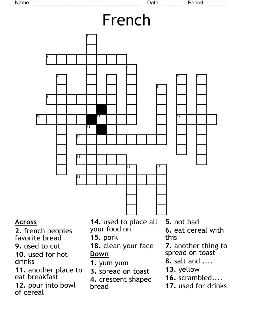 French Crossword WordMint French Crossword WordMint