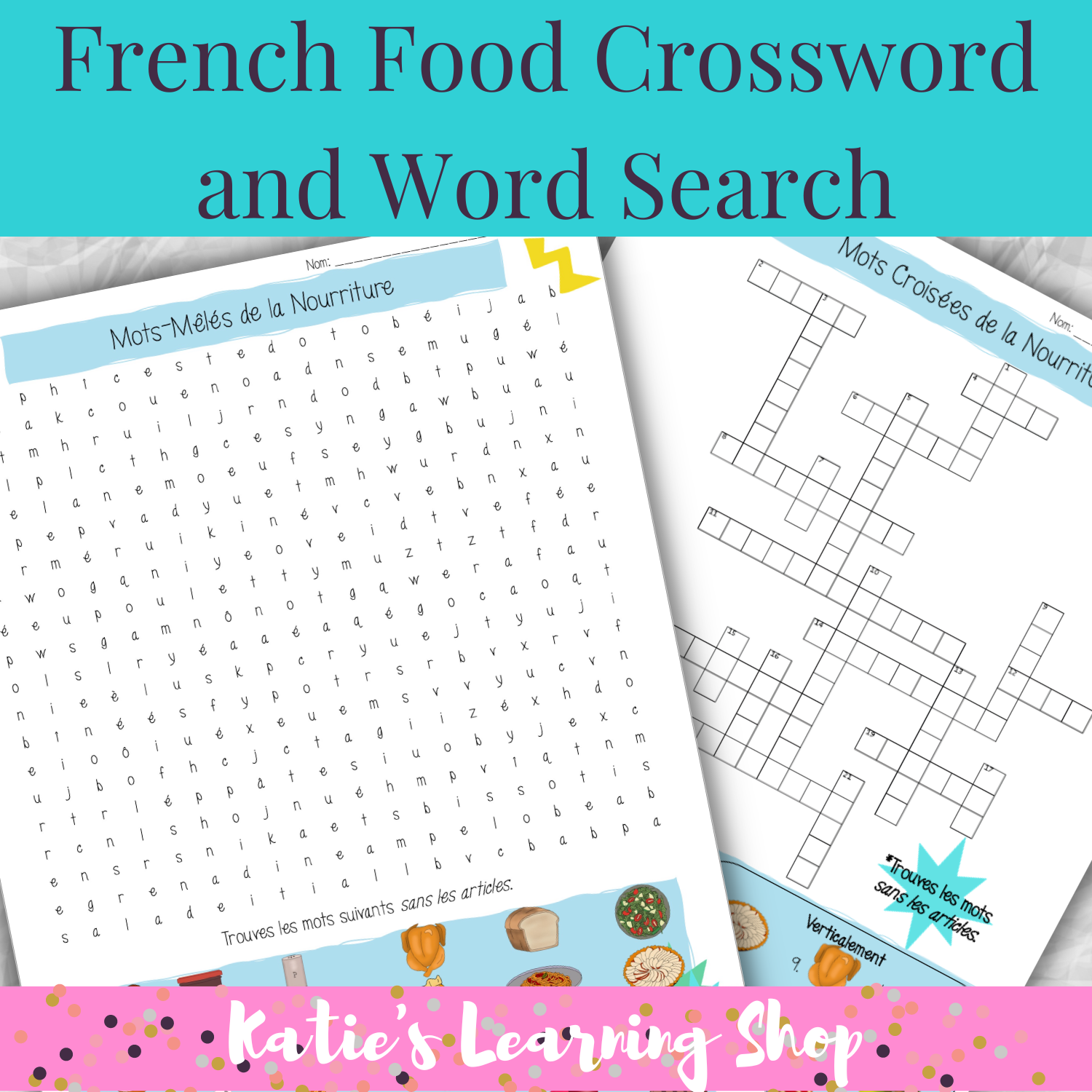 French Word Search And Crossword La Nourriture Food Made By Teachers