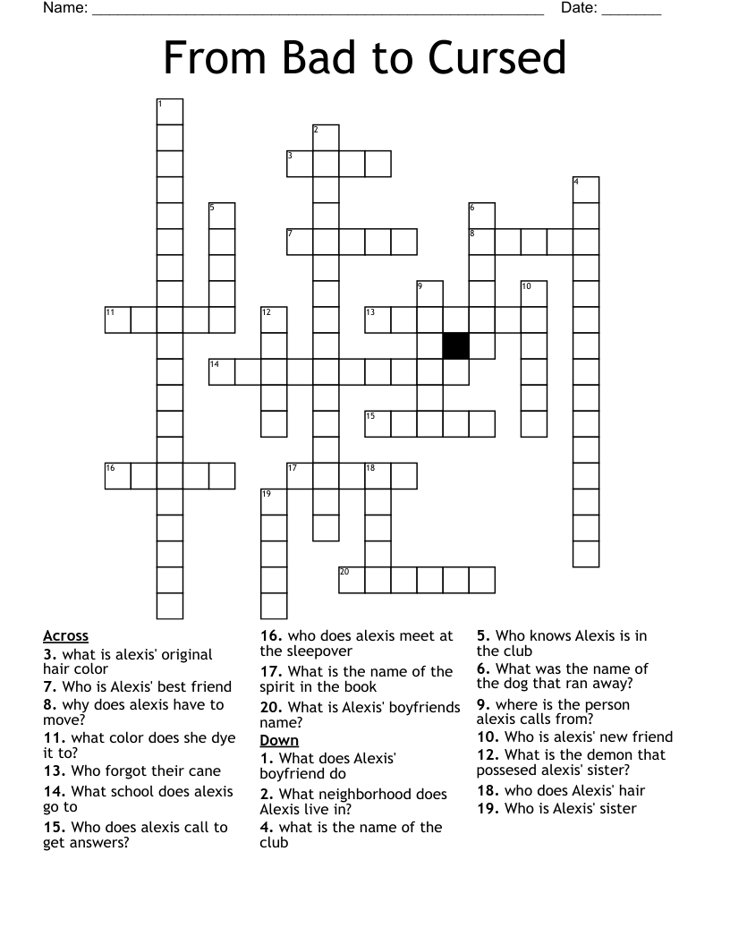 From Bad To Cursed Crossword WordMint From Bad To Cursed Crossword WordMint