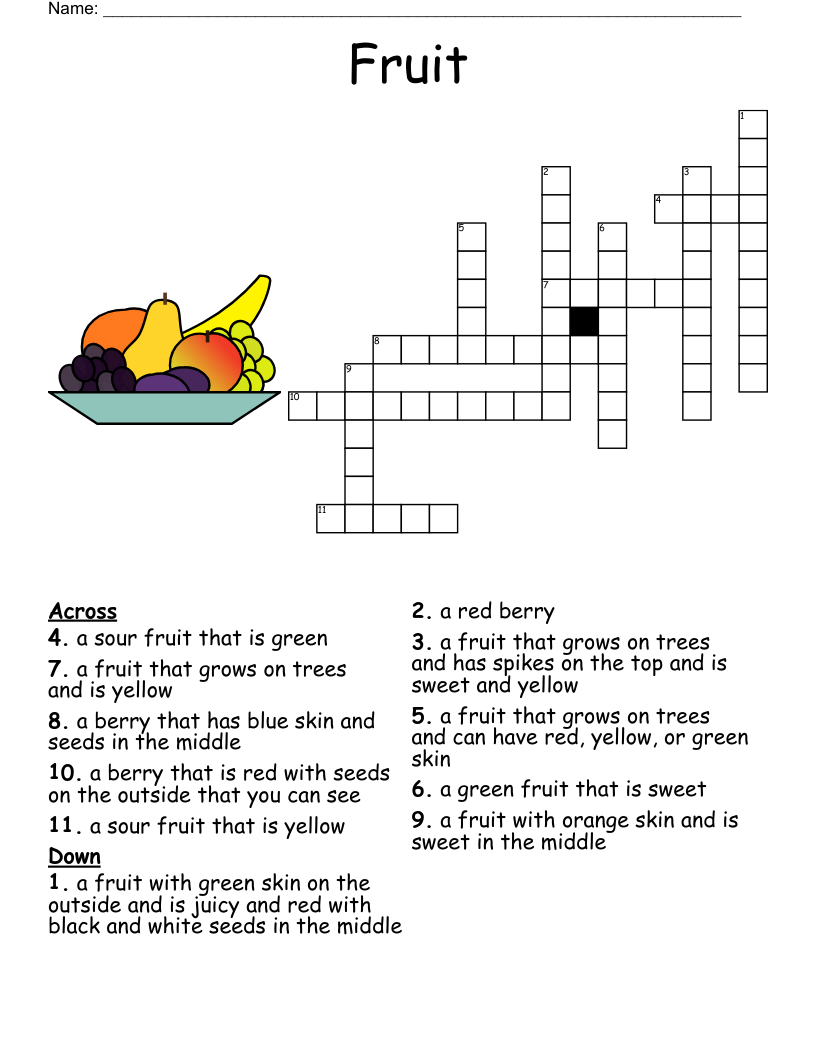 Fruity Fruit Fruit Crossword WordMint Fruity Fruit Fruit Crossword WordMint