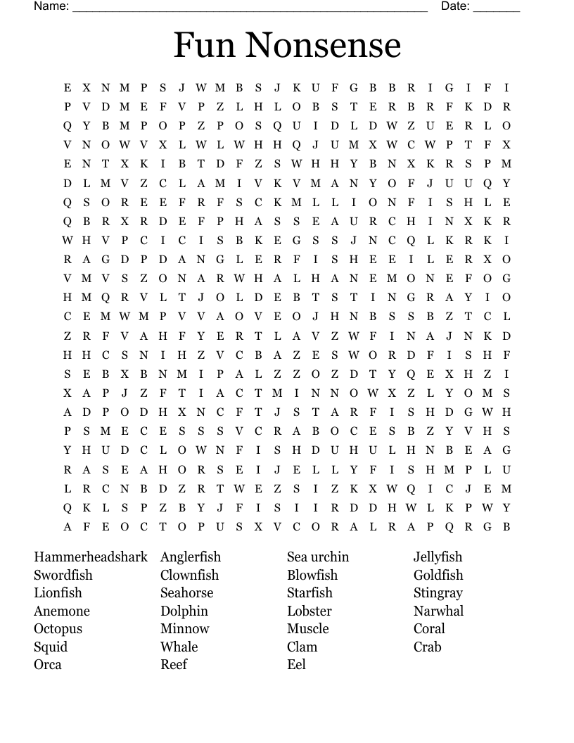 Fun Nonsense Word Search WordMint