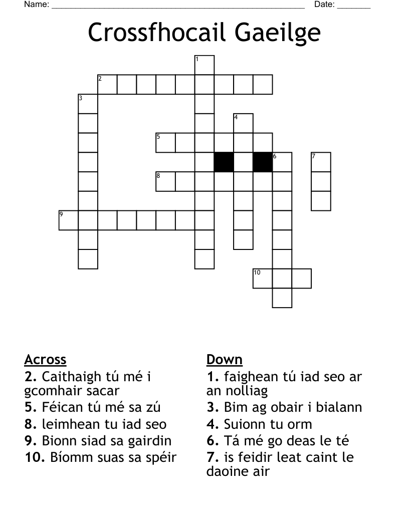 Gaeilge Crossword WordMint Gaeilge Crossword WordMint