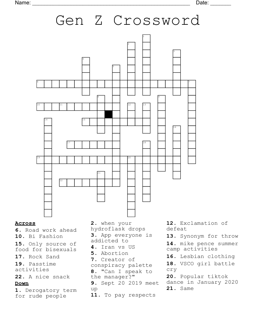 Gen Z Crossword WordMint